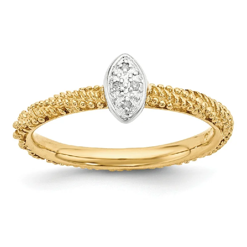 Ladies ring unique finds-Sterling Silver & Gold Tone .02 Ctw I3 H-I Diamond Stackable Ring