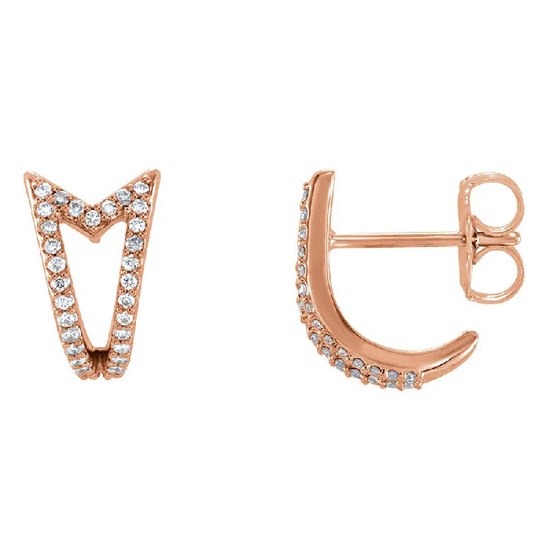 Ladies earrings investment value-7 x 10mm 14k Rose Gold 1/6 CTW (G-H, I1) Diamond Arrow J-Hoop Earrings