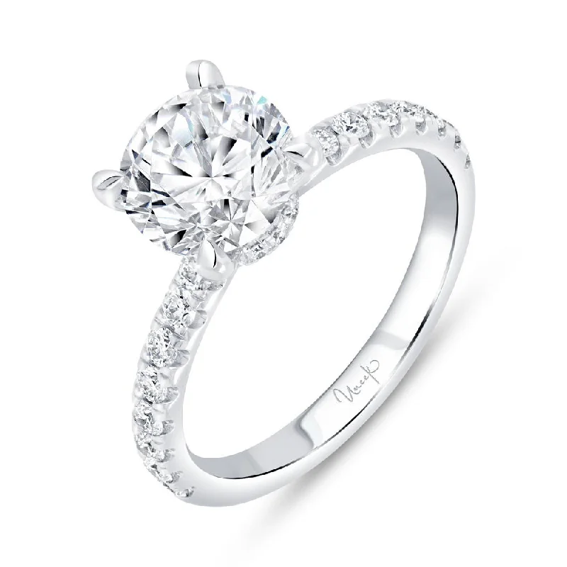 Ladies engagement rings top brands-Uneek Timeless Collection Under-Halo Engagement Ring