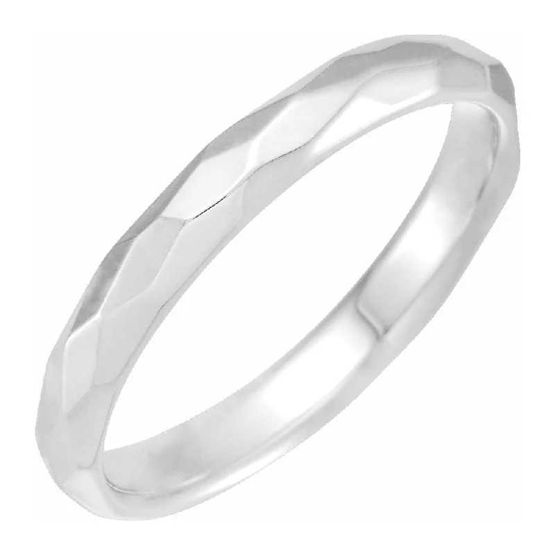 3mm Continuum Sterling Silver Hammered Comfort Fit Band