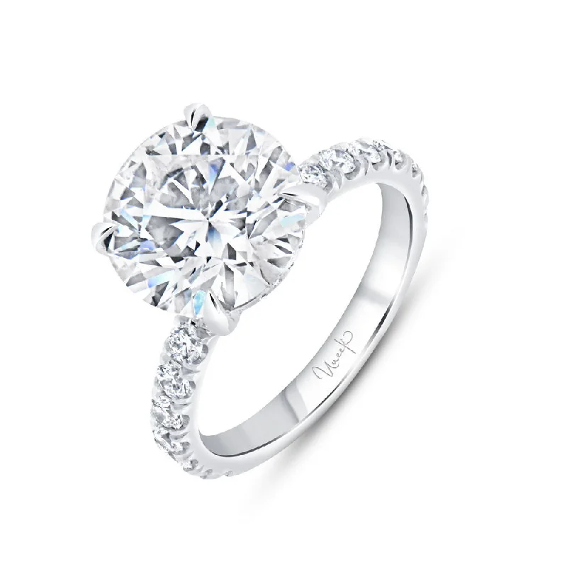 Ladies engagement rings princess cut-Uneek Signature Collection Under-Halo Round Diamond Engagement Ring