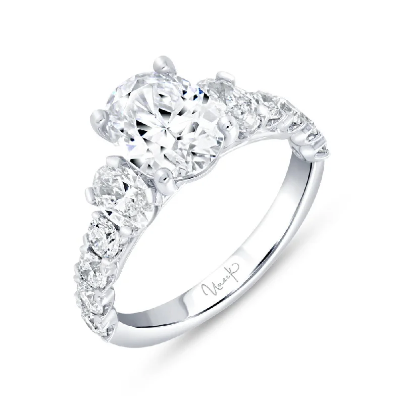 Ladies engagement rings pear cut-Uneek Timeless Collection Straight Oval Shaped Engagement Ring