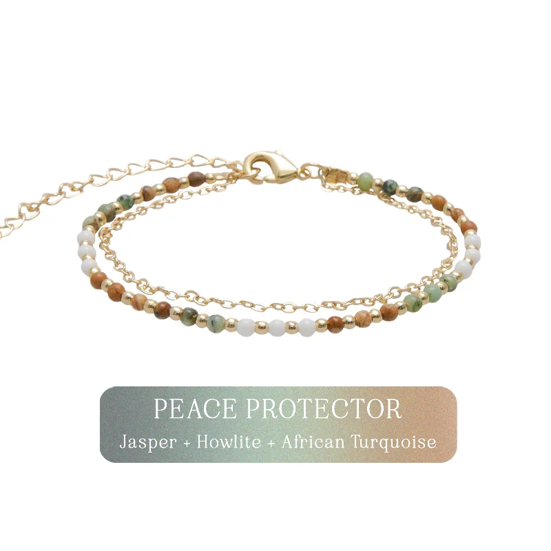 Ladies bracelets designer brands-Peace Protector 2mm Layered Healing Bracelet