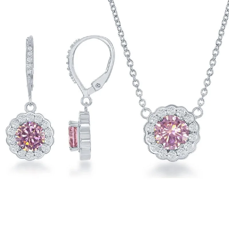 Ladies necklaces animal themes-Sterling Silver October Birthstone Necklace and Earrings Set