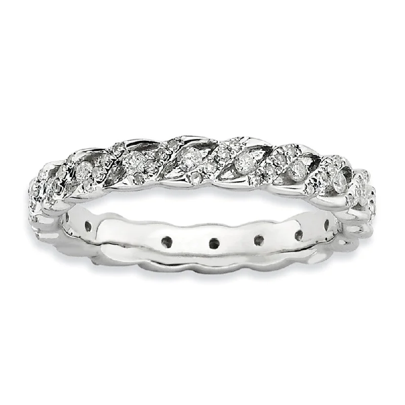 Ladies ring 2025 trends-3.5mm Sterling Silver Stackable 1/2 Ctw HI/I3 Diamond Band