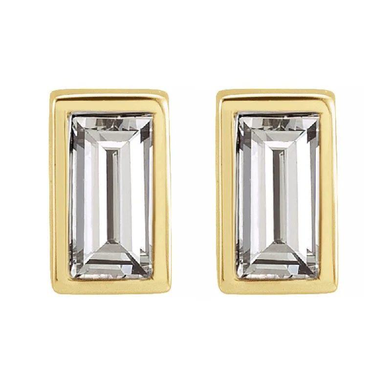 Ladies earrings age suitability-14K Yellow Gold Diamond Baguette (SI2-SI3, G-H) Post Earrings