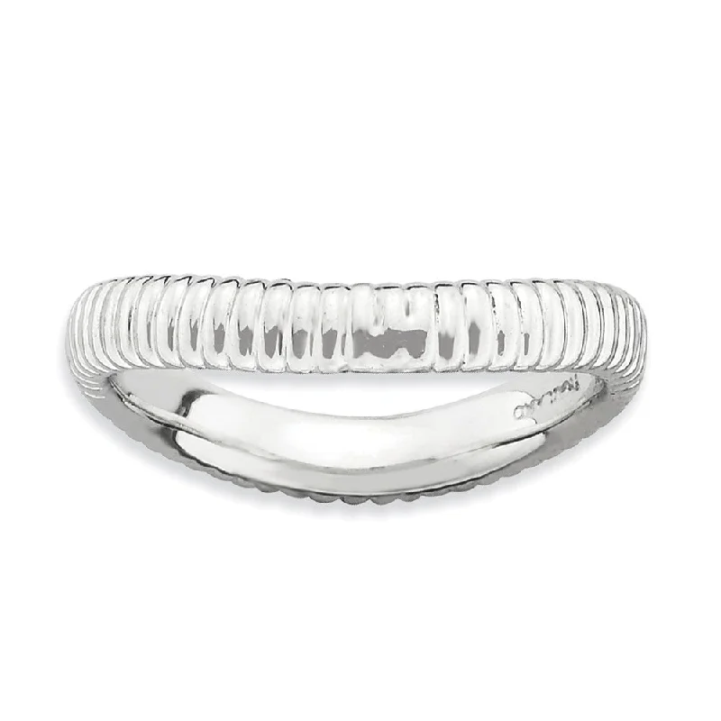 Ladies ring online shopping-3.25mm Stackable Sterling Silver Curved Band