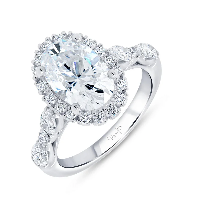 Ladies engagement rings solitaire stones-Uneek Timeless Collection Halo Engagement Ring