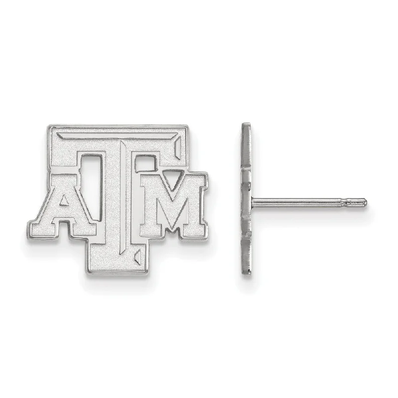 Ladies earrings luxurious designs-14k White Gold Texas A&M University Small 'ATM' Post Earrings