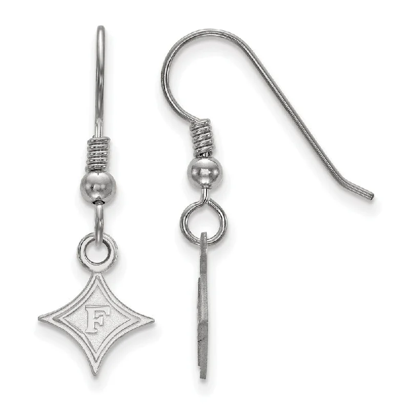 Ladies earrings Mother’s Day-Sterling Silver Furman University XS (Tiny) Dangle Wire Earrings