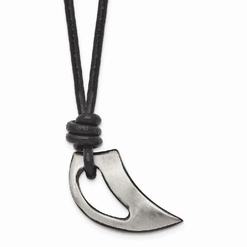 Ladies necklaces group designs-Stainless Steel Polished and Brushed Black IP-plated Claw Necklace