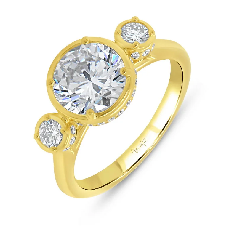 Ladies engagement rings delicate bands-Uneek Alexandria Collection Bezel Round Engagement Ring