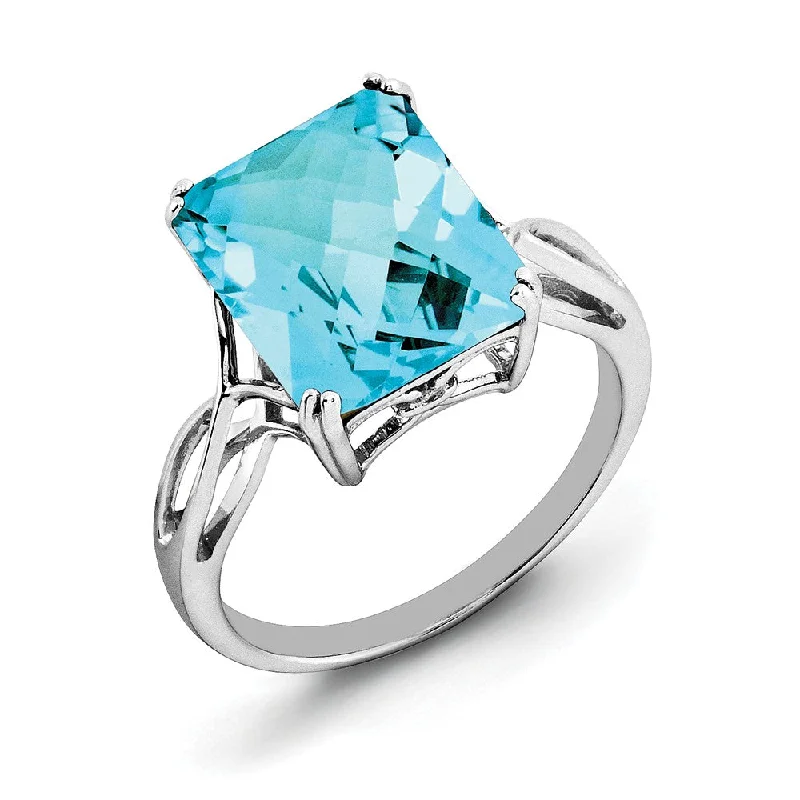 Ladies ring bohemian vibes-Octagonal Light Blue Topaz Ring in Sterling Silver