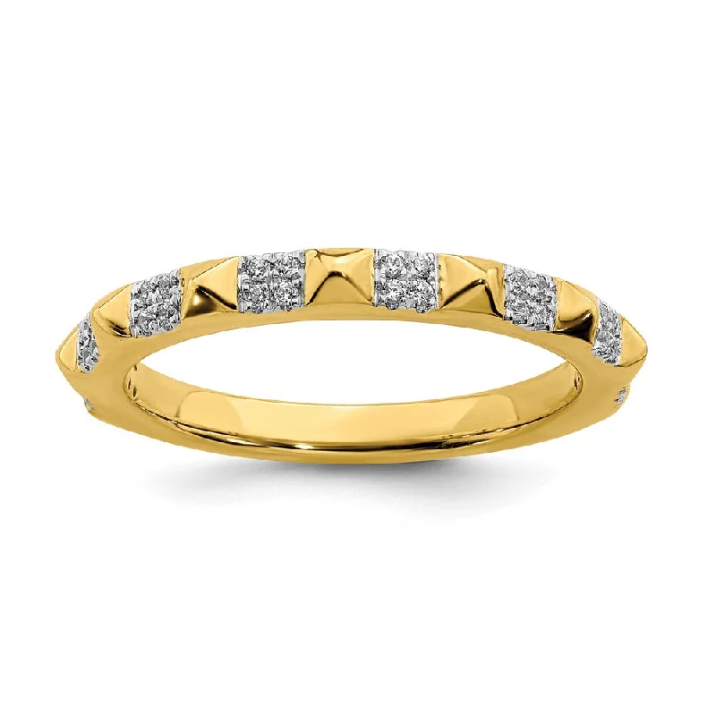 Ladies ring office looks-2.25mm 14k Yellow Gold 1/8 Ctw Diamond Stackable Pyramid Band