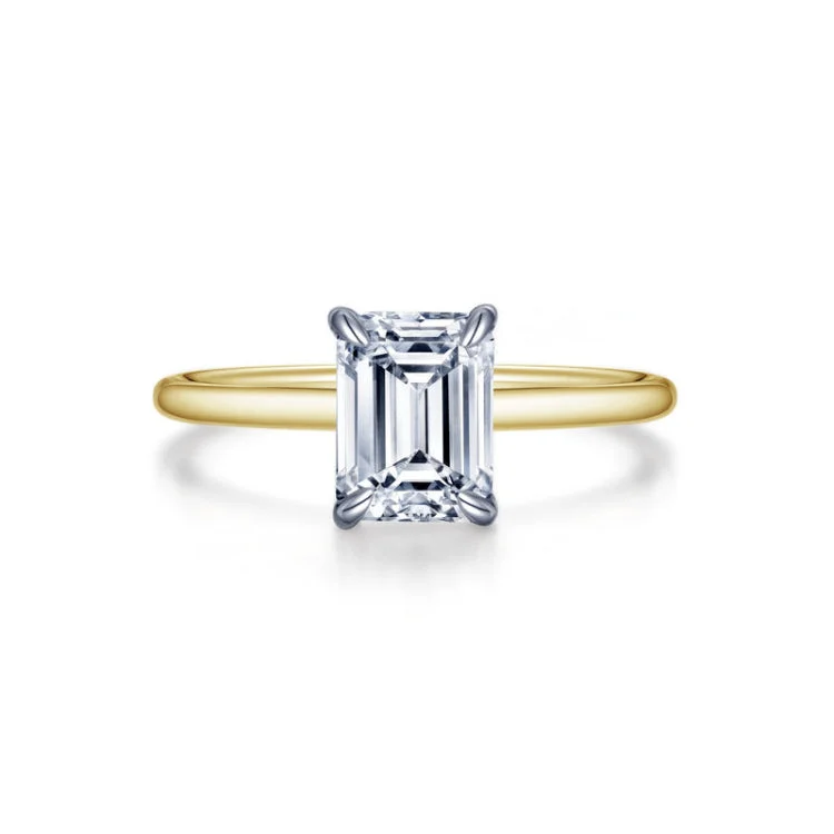 Ladies engagement rings elegant classics-Emerald-Cut Solitaire Engagement Ring