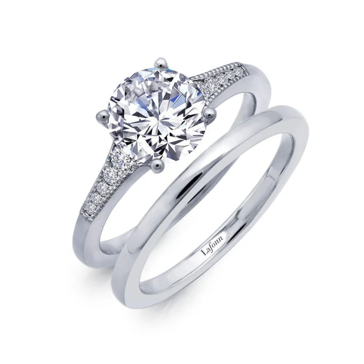 Ladies engagement rings diamond cuts-Engagement Ring with Wedding Band