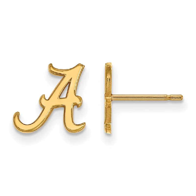 Ladies earrings memory keepsakes-14k Gold Plated Silver Univ. of Alabama XS (Tiny) Post Earrings