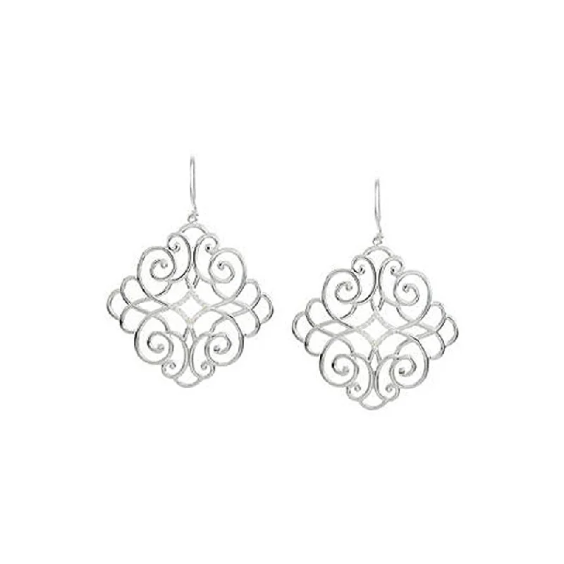 Ladies earrings gold-plated-1/5 Carat Vintage Diamond Scroll Dangle Earrings in Sterling Silver