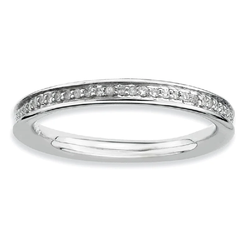 Ladies ring heart shapes-2.25mm Stackable Sterling Silver 1/5 Cttw HI/I3 Diamond Band