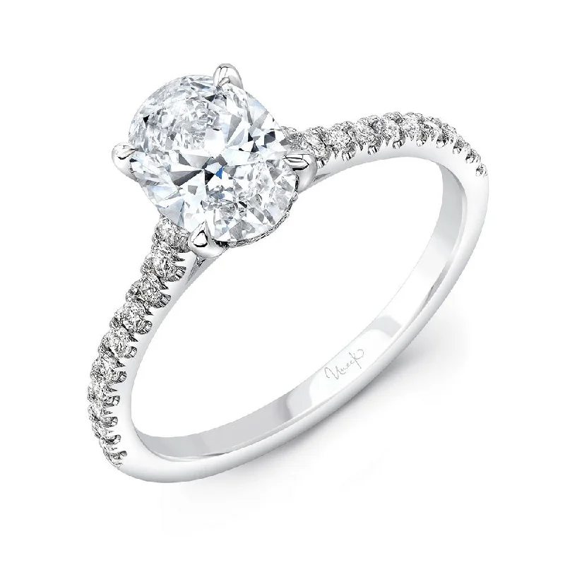 Ladies engagement rings white gold-Uneek Timeless Collection Under-Halo Engagement Ring