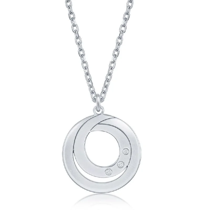 Ladies necklaces customer reviews-Sterling Silver 0.015cttw Diamond Double Swirl Design Necklace