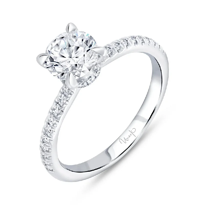 Ladies engagement rings price guide-Uneek Timeless Collection Under-Halo Engagement Ring