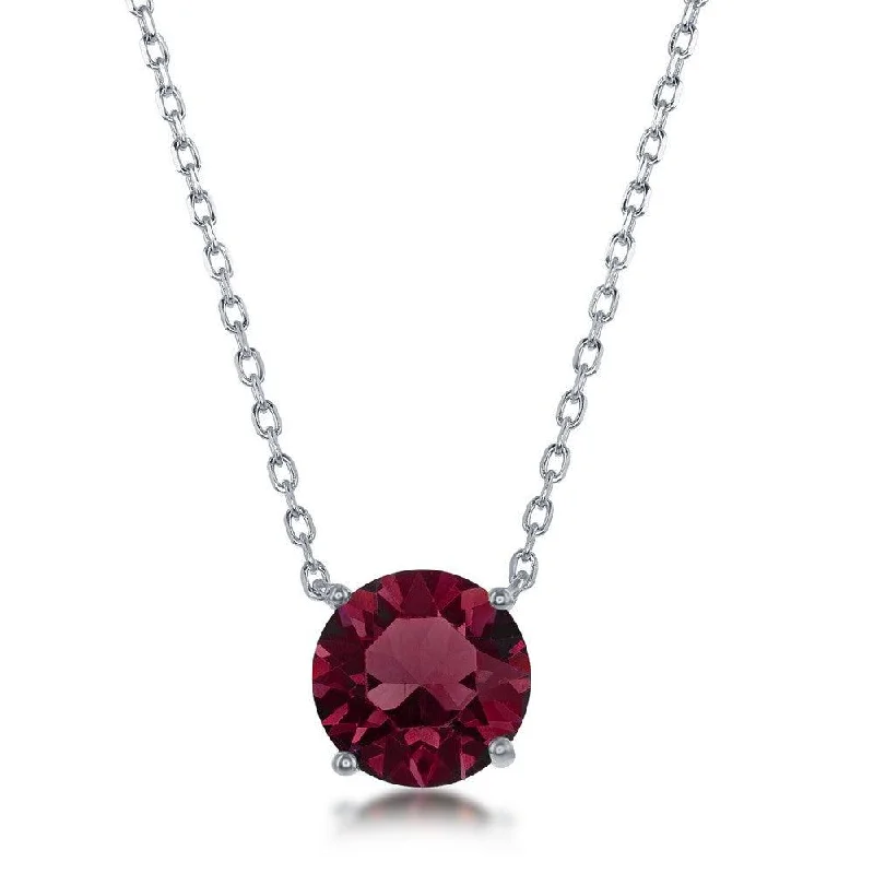 Ladies necklaces couple sets-Sterling Silver 8mm Burgundy "January" Swarovski Element Necklace