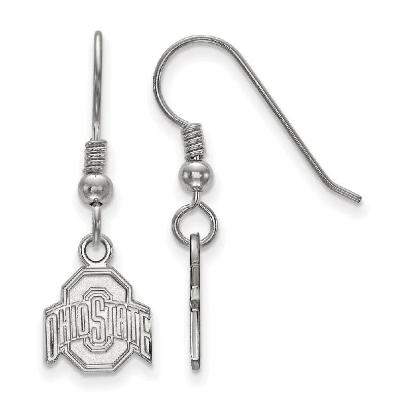 Ladies earrings sentimental value-Sterling Silver Ohio State University XS (Tiny) Dangle Wire Earrings