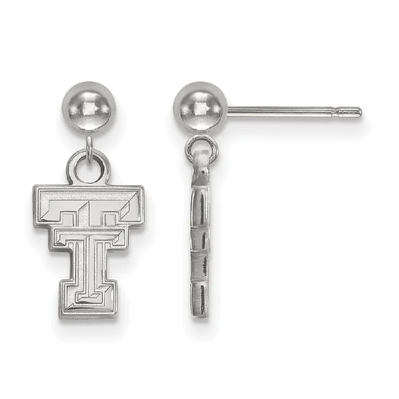 Ladies earrings top brands-Sterling Silver Texas Tech University Ball Dangle Earrings