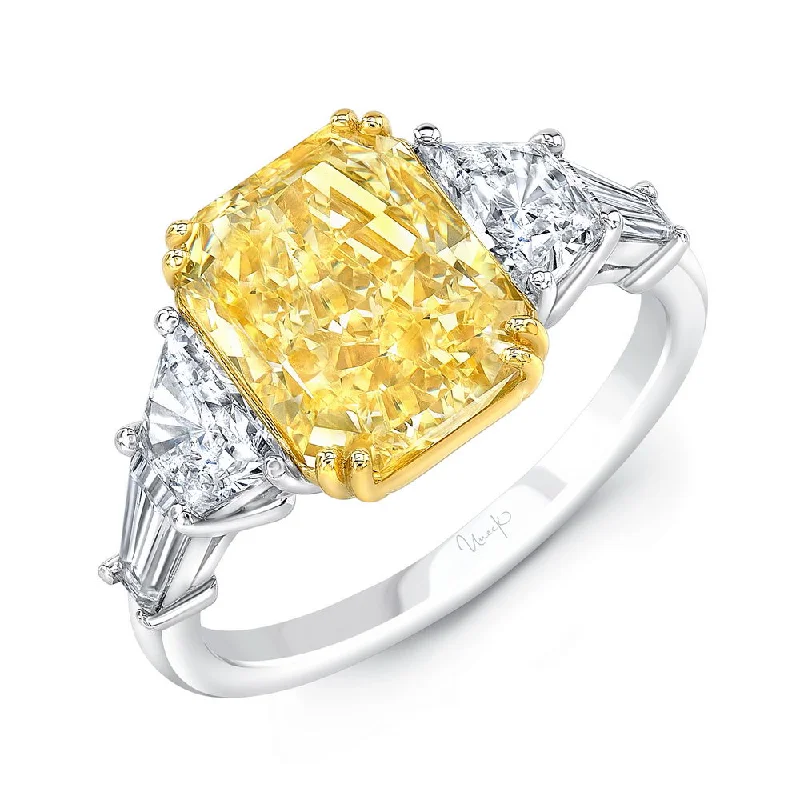 Ladies engagement rings 2025 trends-Uneek Natureal Collection Three-Stone Radiant Yellow Diamond Engagement Ring