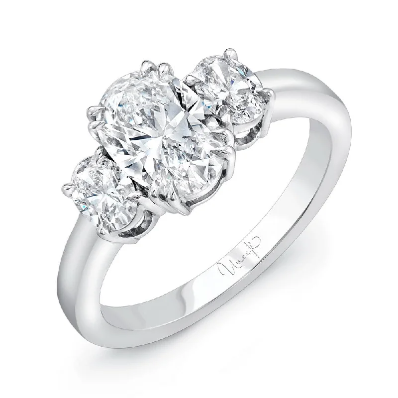 Ladies engagement rings upgrade choices-Uneek Signature Collection Three-Stone Oval Shaped Diamond Engagement Ring