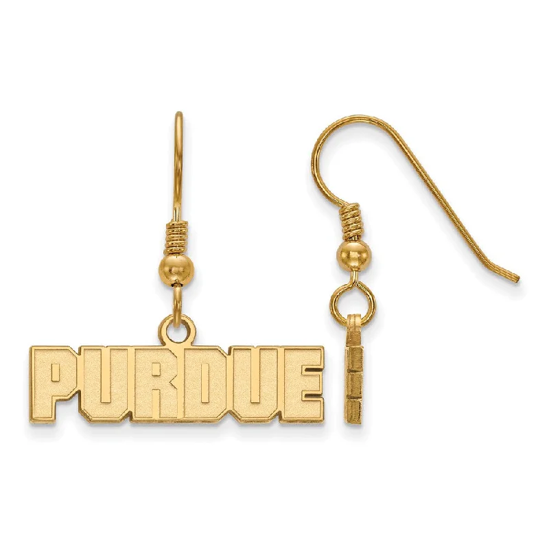 Ladies earrings classic styles-14k Gold Plated Silver Purdue XS (Tiny) Dangle Earrings