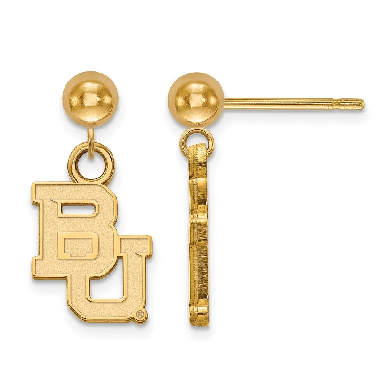 Ladies earrings punk flair-14k Gold Plated Silver Baylor University Ball Dangle Earrings