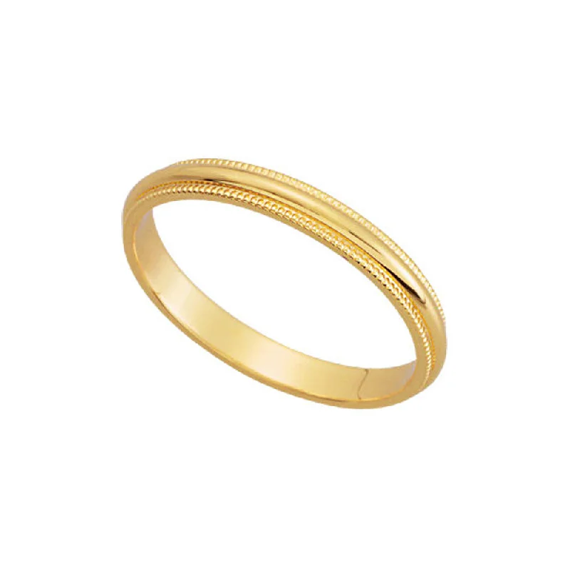 Ladies ring bohemian vibes-2.5mm Milgrain Edge Domed Band in 14k Yellow Gold