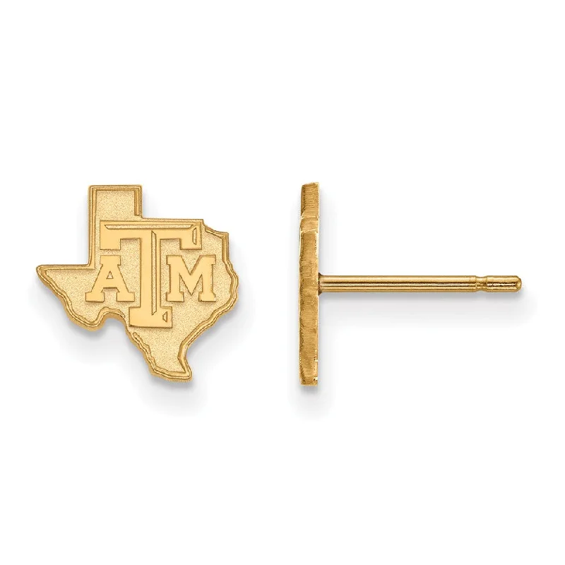 Ladies earrings diamond studs-14k Gold Plated Silver Texas A&M Univ. XS (Tiny) Post Earrings