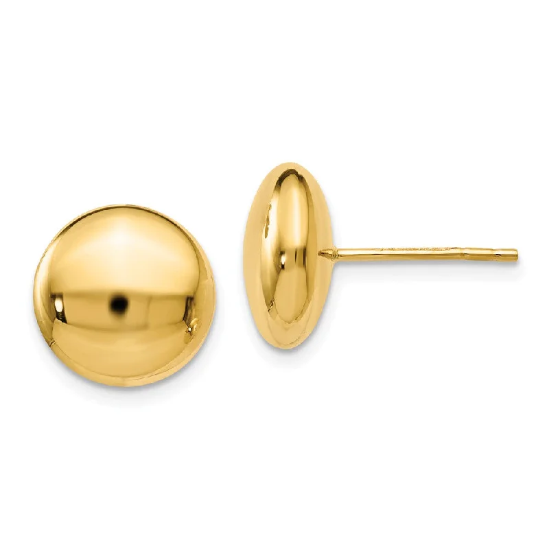 Ladies earrings minimalist trends-11mm (7/16 Inch) 14k Yellow Gold Polished Button Post Earrings