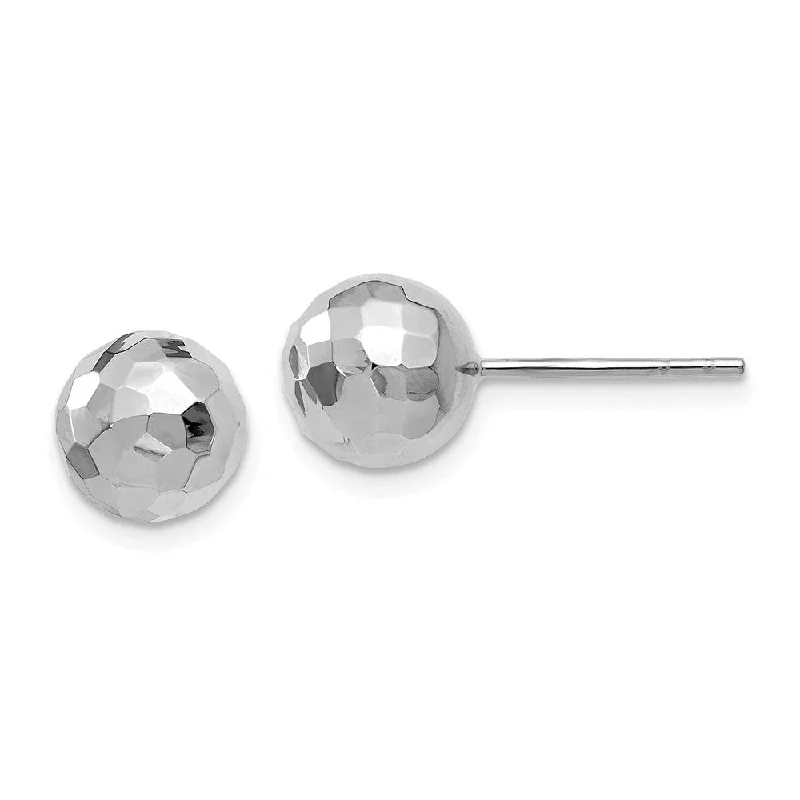 Ladies earrings gift ideas-8mm Polished Faceted Ball Post Earrings in 14k White Gold