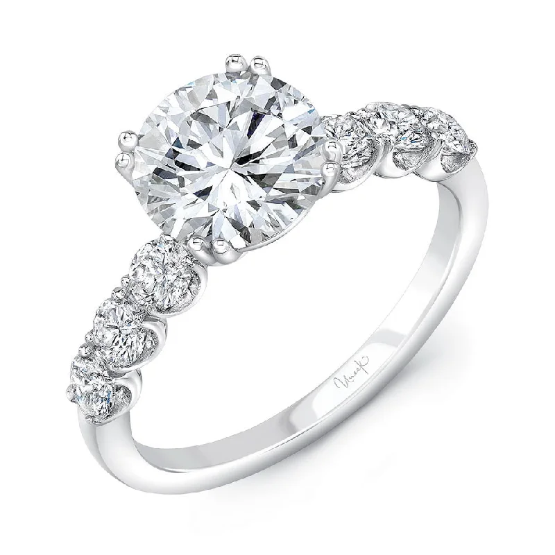 Ladies engagement rings couple designs-Uneek Timeless Collection Straight Cushion Cut Engagement Ring