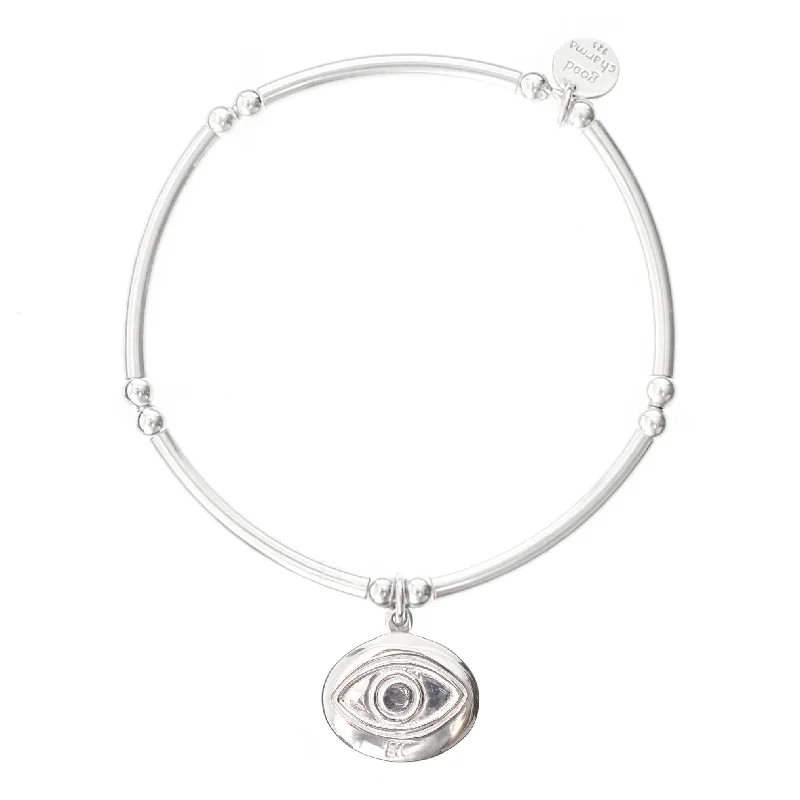 Ladies bracelets gold-plated-Evil Eye Bangle Bracelet