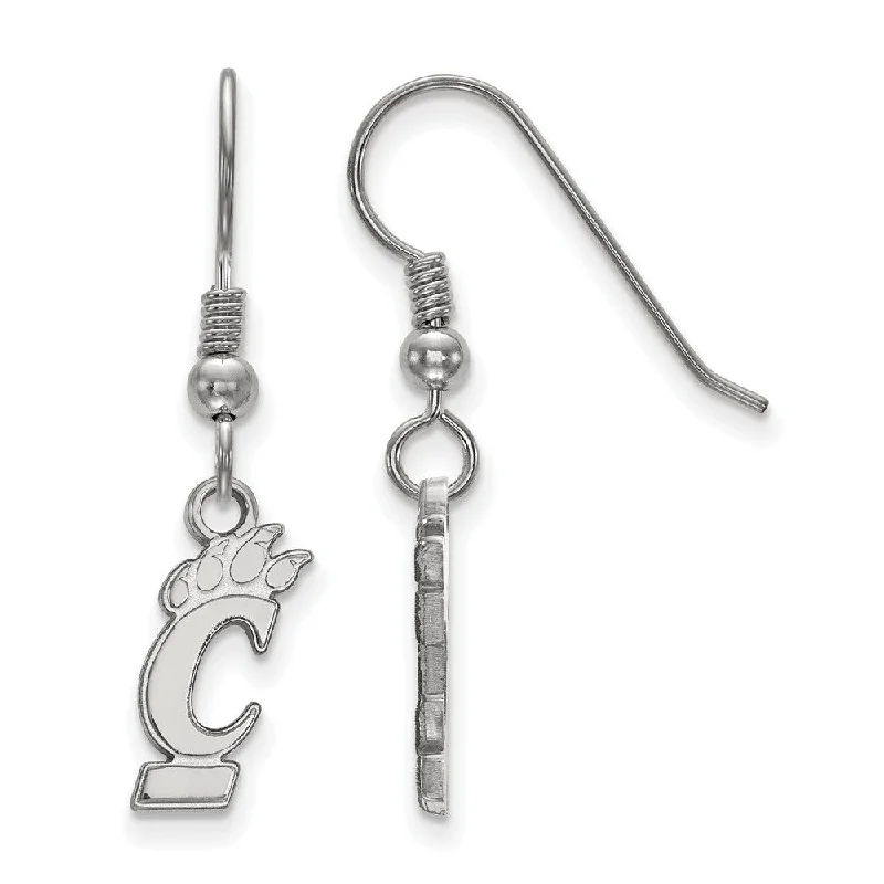 Ladies earrings celebrity styles-Sterling Silver University of Cincinnati Small Dangle Earrings