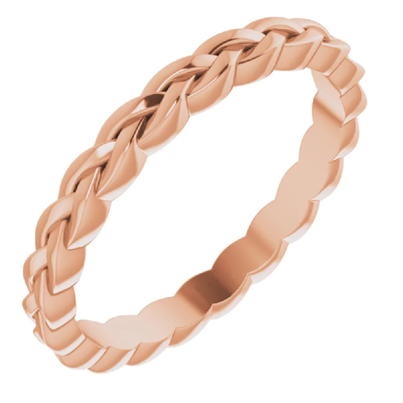 Ladies ring group customs-2mm 14K Rose Gold Woven Standard Fit Band