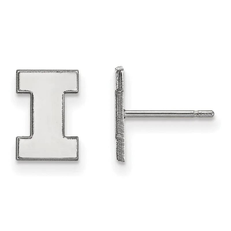 Ladies earrings modern looks-Sterling Silver University of Illinois XS (Tiny) 'I' Post Earrings