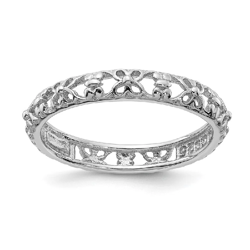 Ladies ring Valentine’s Day-3.25mm Sterling Silver Rhodium Plated Stackable Butterfly Band