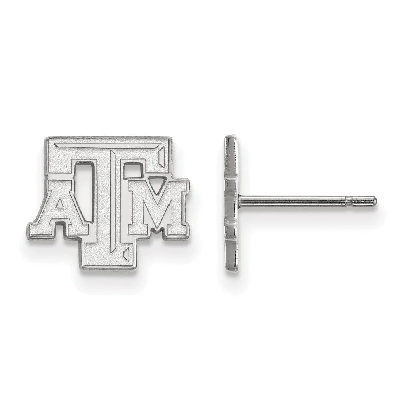 Ladies earrings silver finish-Sterling Silver Texas A&M University XS (Tiny) 'ATM' Post Earrings