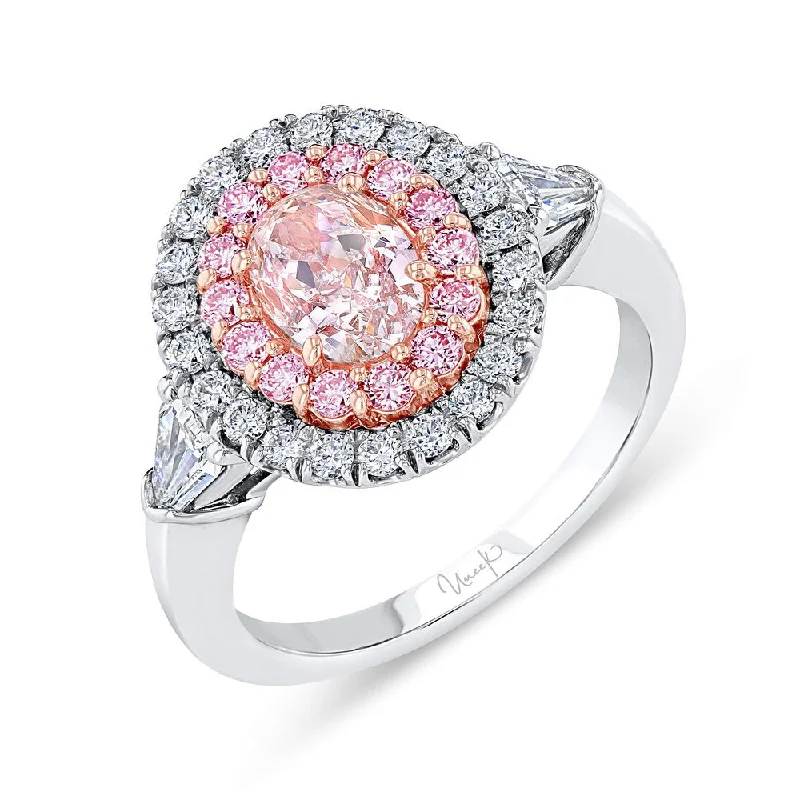 Ladies engagement rings large diamonds-Uneek Natureal Collection Double-Halo Pink Diamond Engagement Ring