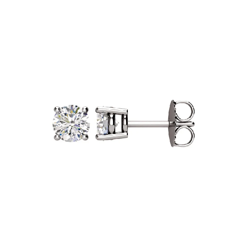 Ladies earrings viral picks-Round 1.0 Cttw Basket Style Diamond Stud Earrings in 14k White Gold