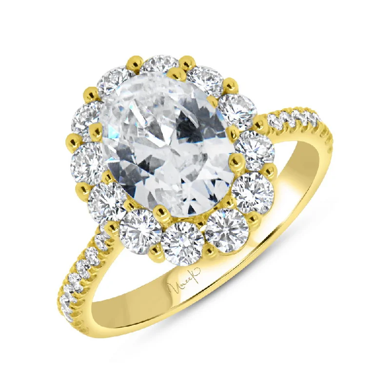 Ladies engagement rings global brands-Uneek Petals Collection Halo Engagement Ring