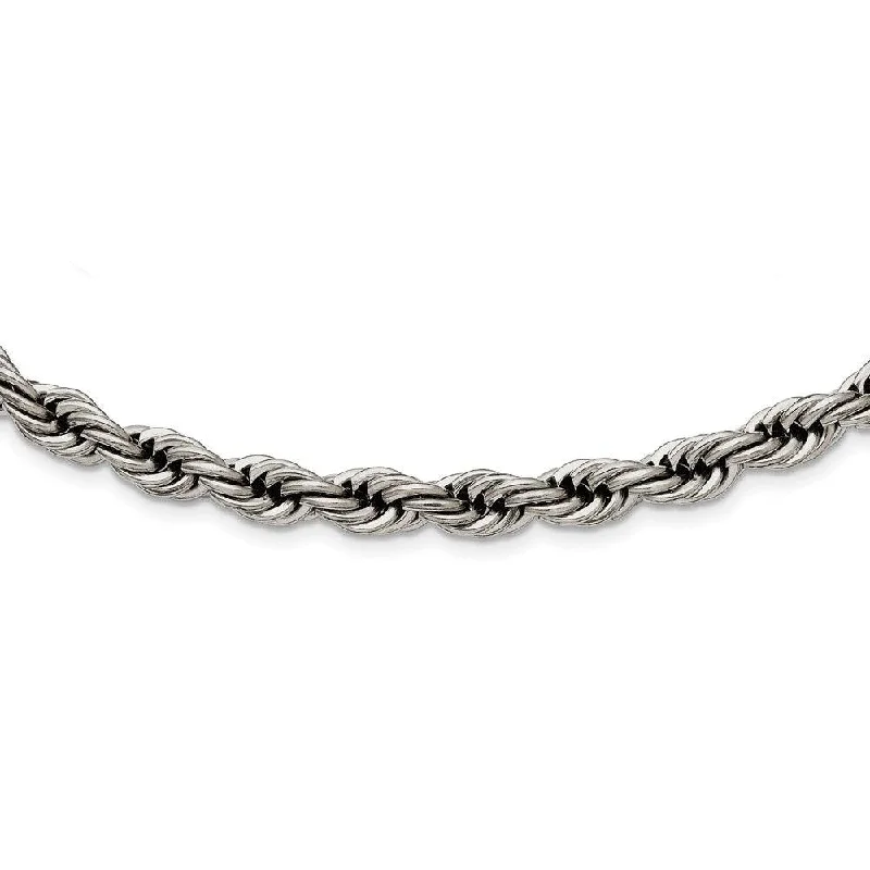 Ladies necklaces Christmas styles-Stainless Steel Polished 7mm Rope Necklace