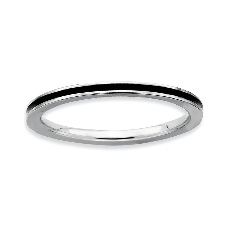 Ladies ring customer reviews-1.5mm Sterling Silver Stackable Black Enameled Band