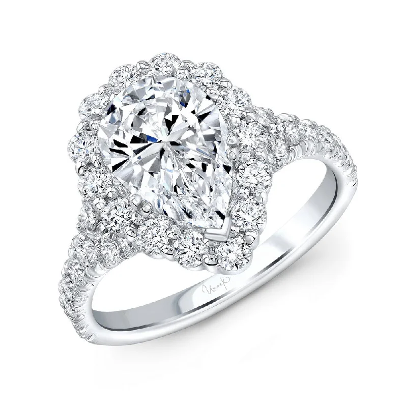 Ladies engagement rings social media trends-Uneek Signature Collection Halo Pear Shaped Engagement Ring